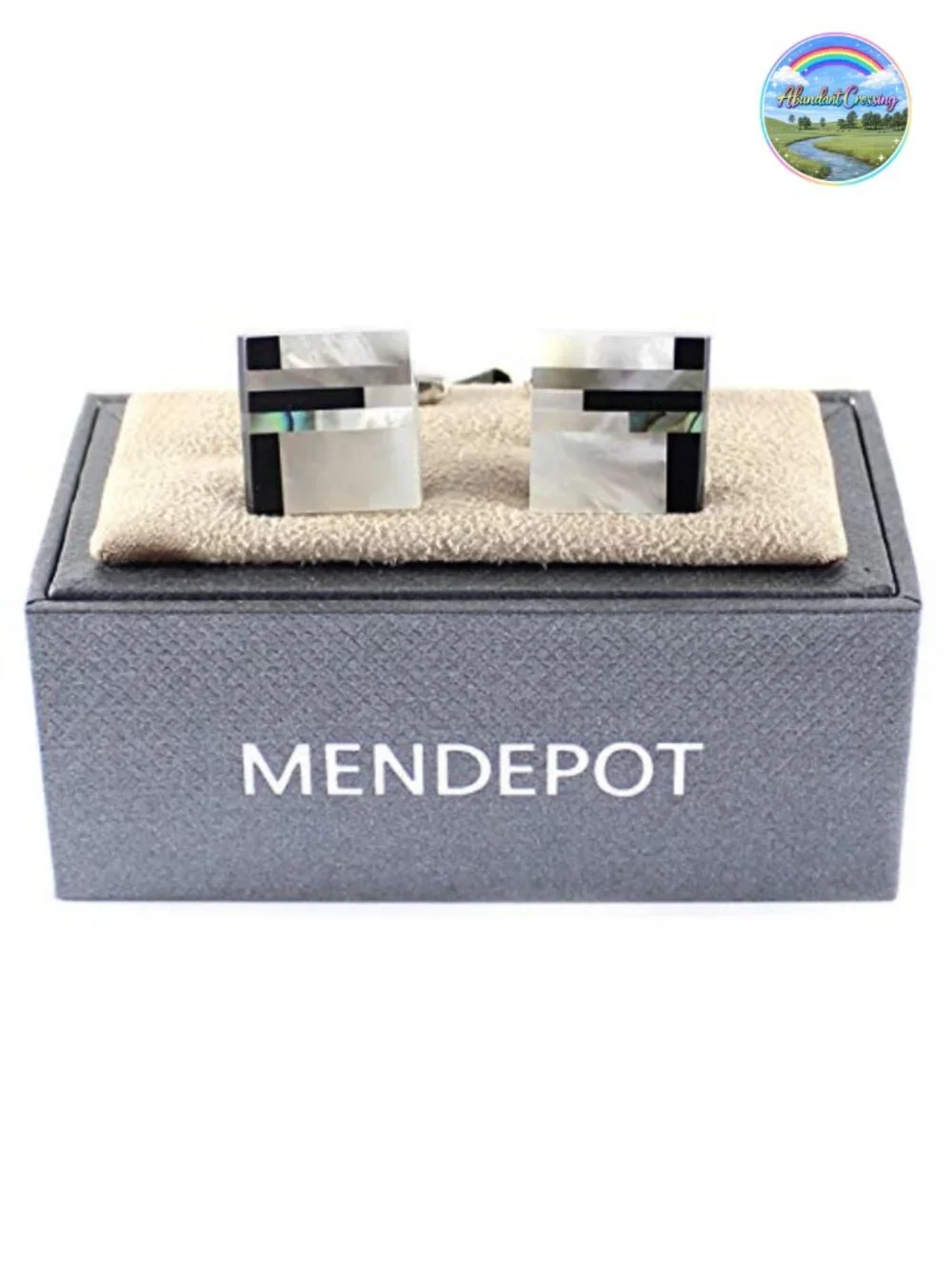 Genuine Onyx Mother of Pearl Cufflinks Men Classic Cuff Links with Box
